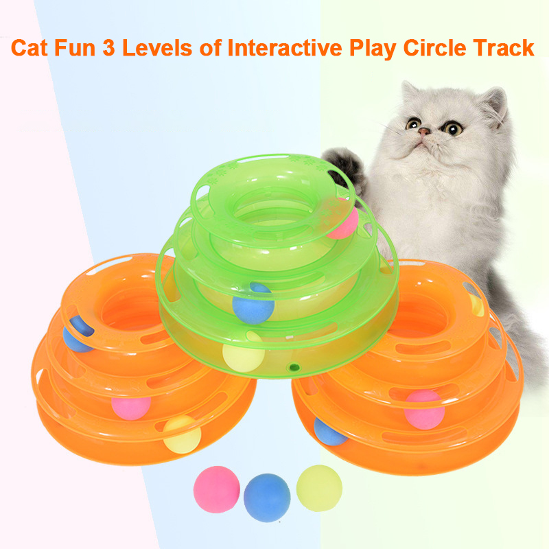 Cat Toy Fun 3 Levels of Interactive Play Circle Track with Moving Balls Satisfies Kitty’s Hunting Chasing and Exercising Needs