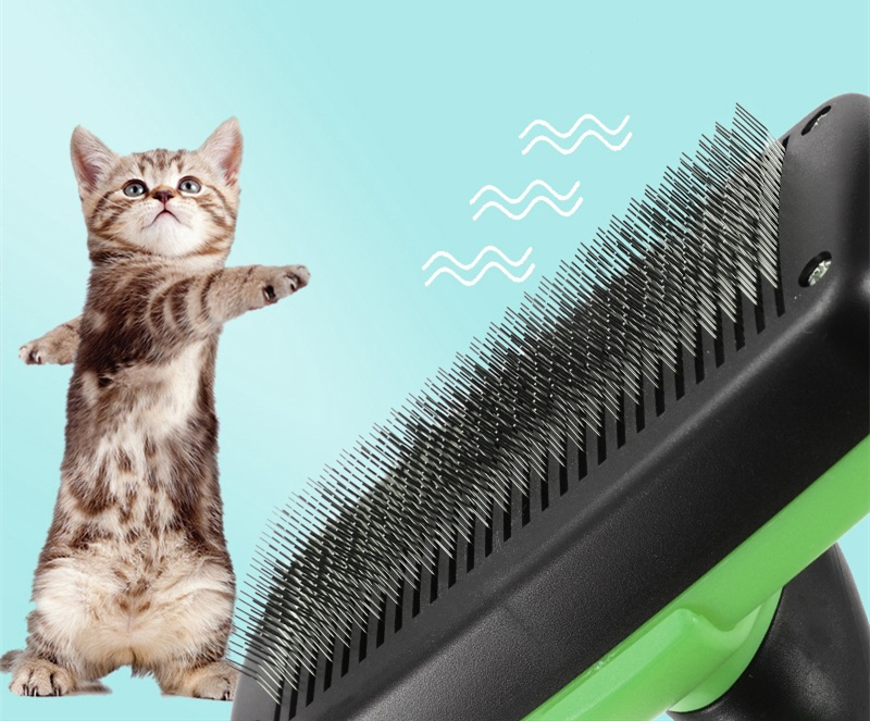 Pet Hair Removal Comb Self-Cleaning Slicker Deshedding High-quality Brush with Soft Grip Handle for Dogs & Cats 