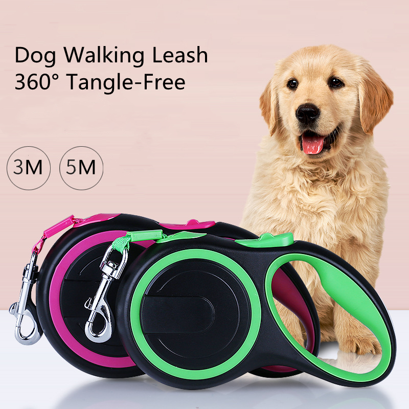 Dog Leash Heavy Duty Pet Walking Leash 360° Tangle-Free Long Retract Dog Lead One-Hand Brake